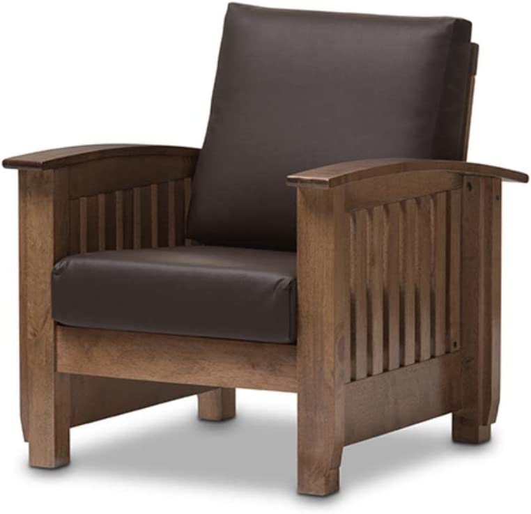 Baxton Studio Charlotte Modern Classic Mission Style 1-Seater Lounge Chair Dark Brown/Contemporary/Walnut Brown