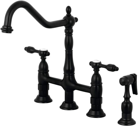 Kingston Brass KS1270TALBS Tudor Bridge Kitchen Faucet, Matte Black