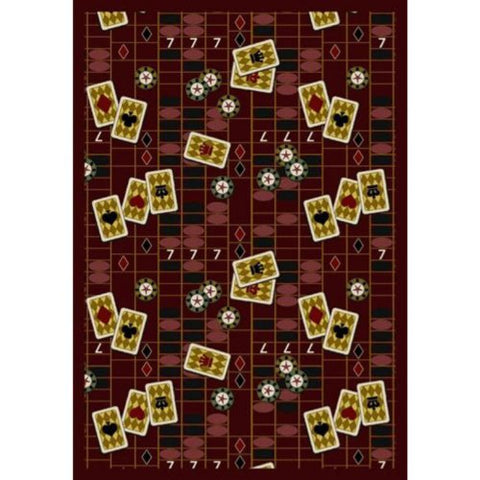 Joy Carpets Games People Play Feeling Lucky Gaming Area Rugs, 46-Inch by 64-Inch by 0.36-Inch, Burgundy