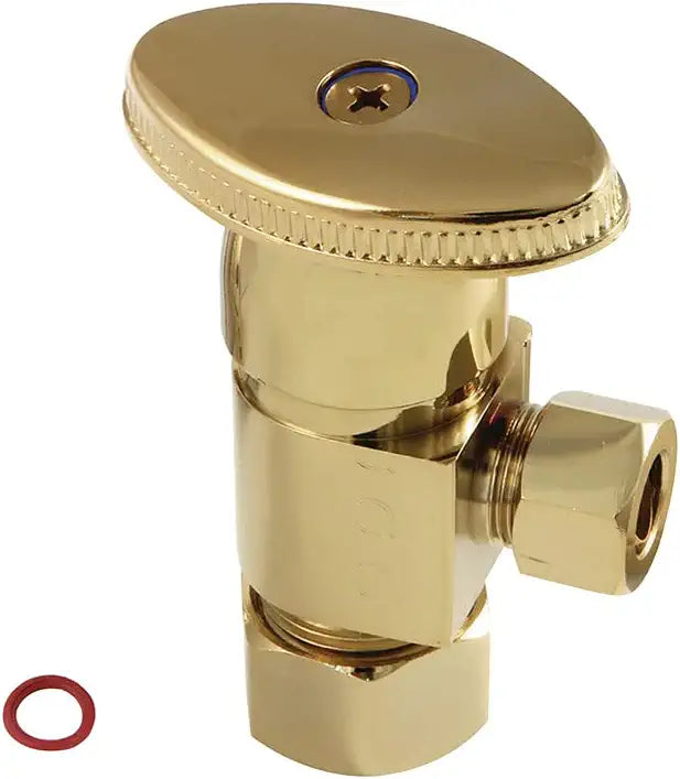 Kingston Brass CD53302VA Americana 5/8&#34; x 3/8&#34; O.D Anti-Seize Deluxe Quarter Turn Ceramic Hardisc Cartridge Angle Stop, Polished Brass