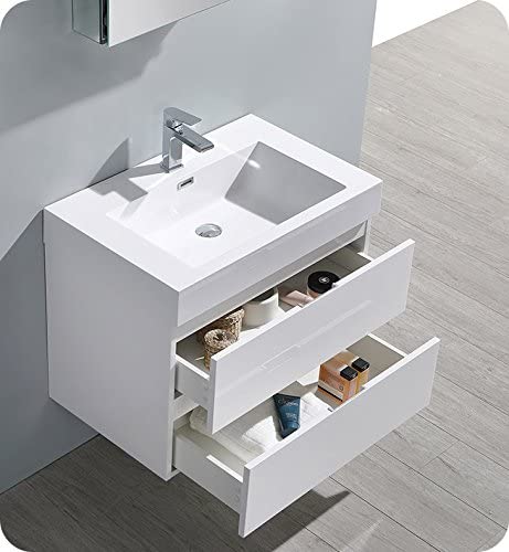 Fresca Valencia 30&#34; Glossy White Wall Hung Modern Bathroom Cabinet