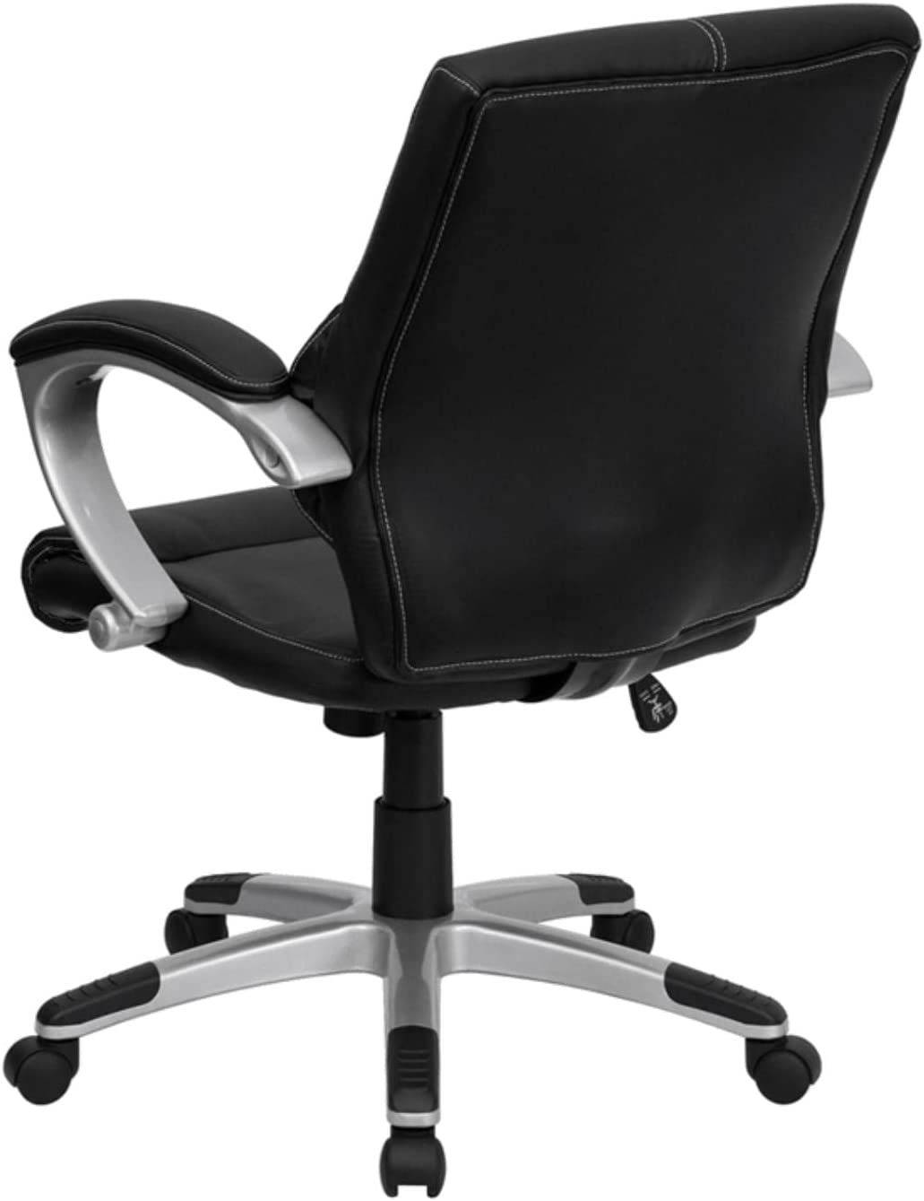 Flash Furniture Mid-Back Black LeatherSoft Contemporary Swivel Manager&#39;s Office Chair with Arms