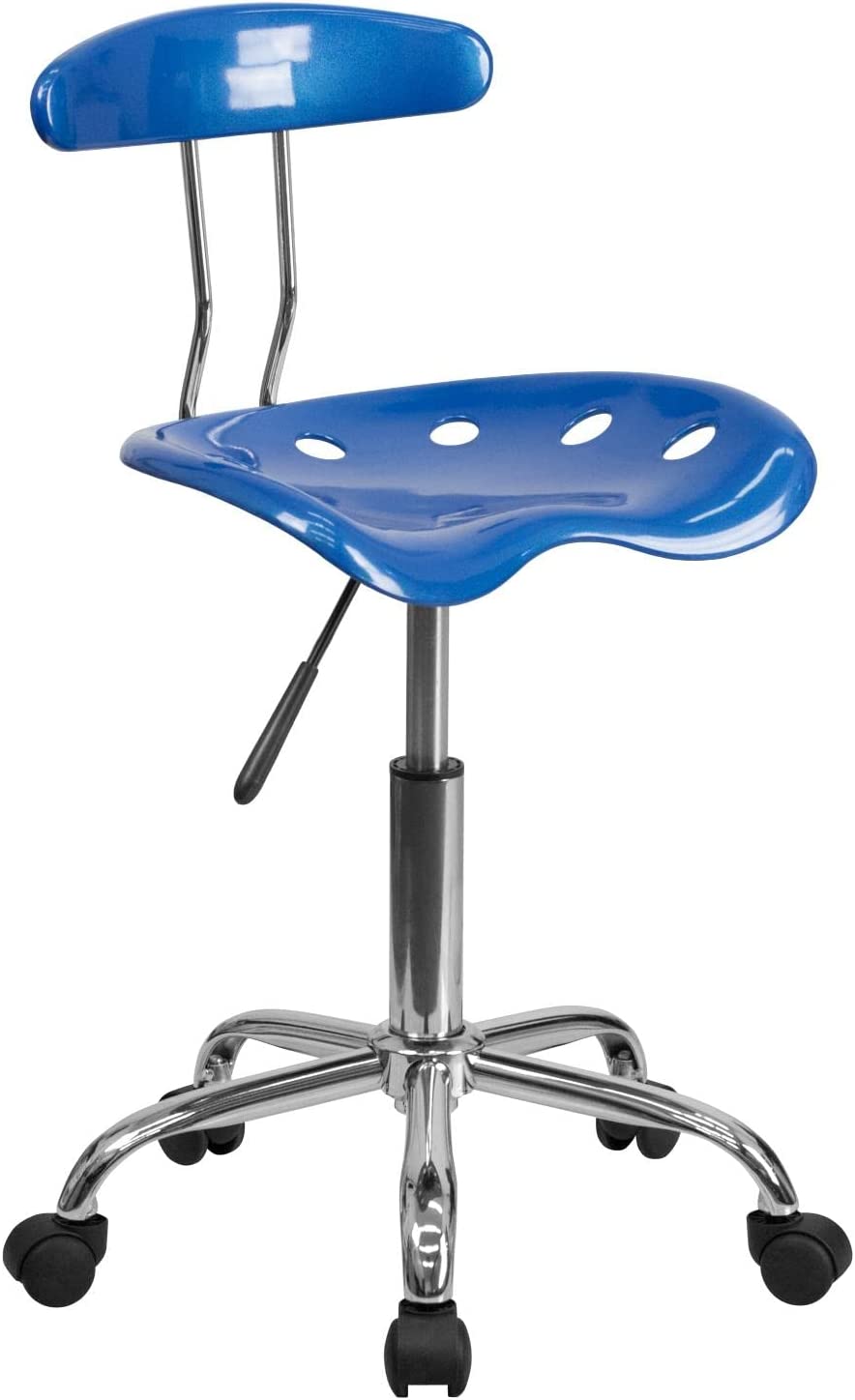 Flash Furniture Vibrant Bright Blue and Chrome Swivel Task Office Chair with Tractor Seat