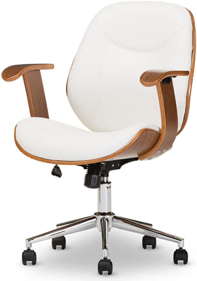 Baxton Studio Rathburn Modern and Contemporary White and Walnut Office Chair