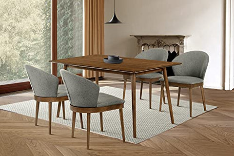 Armen Living Westmont and Juno 5 Piece Dining Set, 59&#34; Rectangular, Charcoal/Walnut Wood