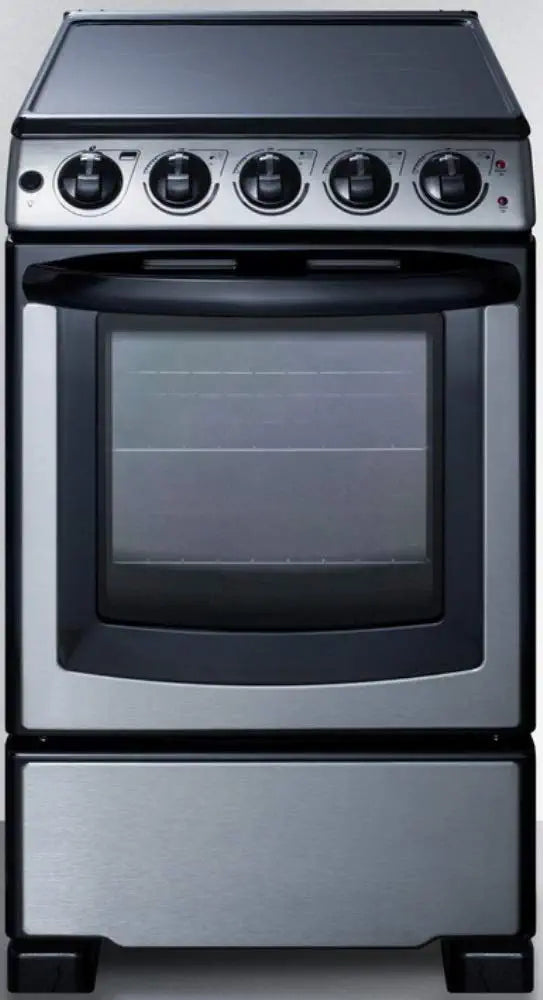 Summit Appliance REX2071SSRT 20&#34; Wide Slide-In Look Smooth-Top Electric Range in Stainless Steel with Oven Window, Adjustable Racks, Hot Surface Indicator, Indicator Lights, Upfront Controls