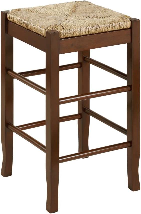 Boraam Square Rush Seat Counter Height Stool, 24-Inch, Cappuccino