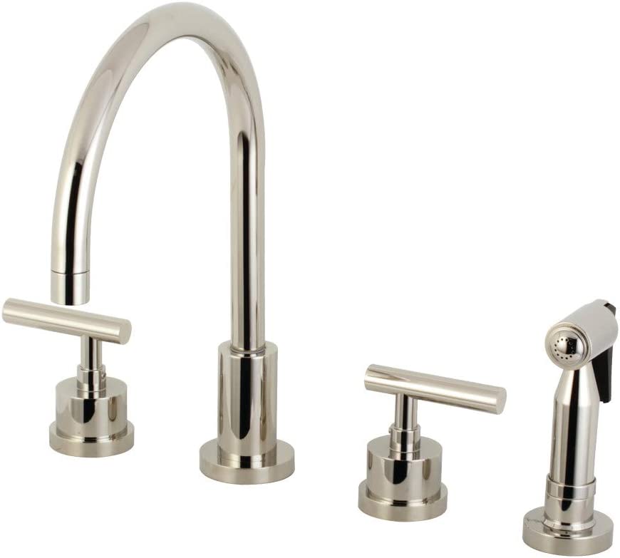 Kingston Brass KS8726CMLBS Manhattan Widespread Kitchen Faucet, Polished Nickel