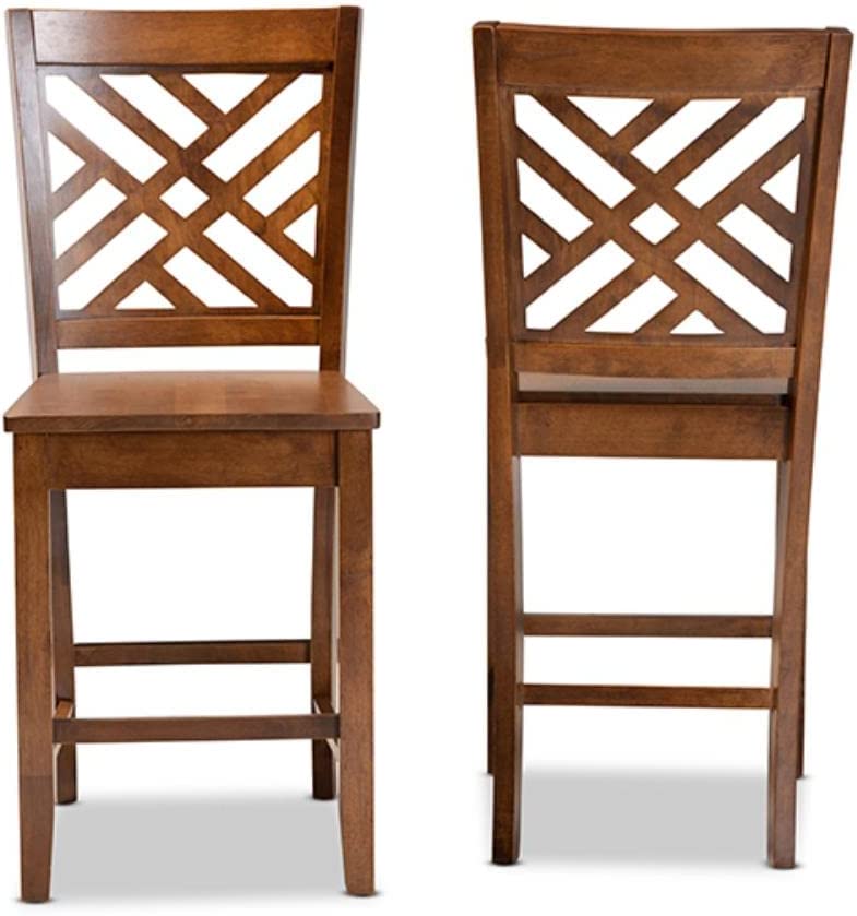 Baxton Studio Caron Modern and Contemporary Transitional Walnut Brown Finished Wood 2-Piece Counter Stool Set