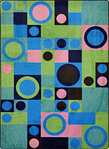 Joy Carpets Kid Essentials City Block Teen Area Rugs, 64-Inch by 92-Inch by 0.36-Inch, Green