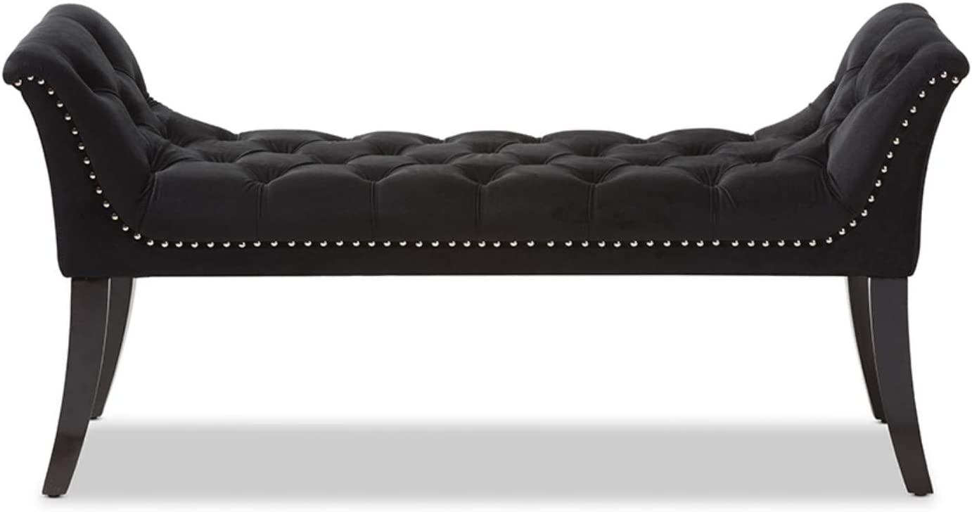 Baxton Studio Chandelle Luxe and Contemporary Black Velvet Upholstered Bench