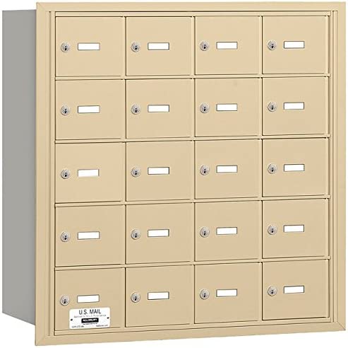 Salsbury Industries 3620SRU 4B Plus Horizontal Mailbox, 20 A Doors, Rear Loading, USPS Access, Sandstone