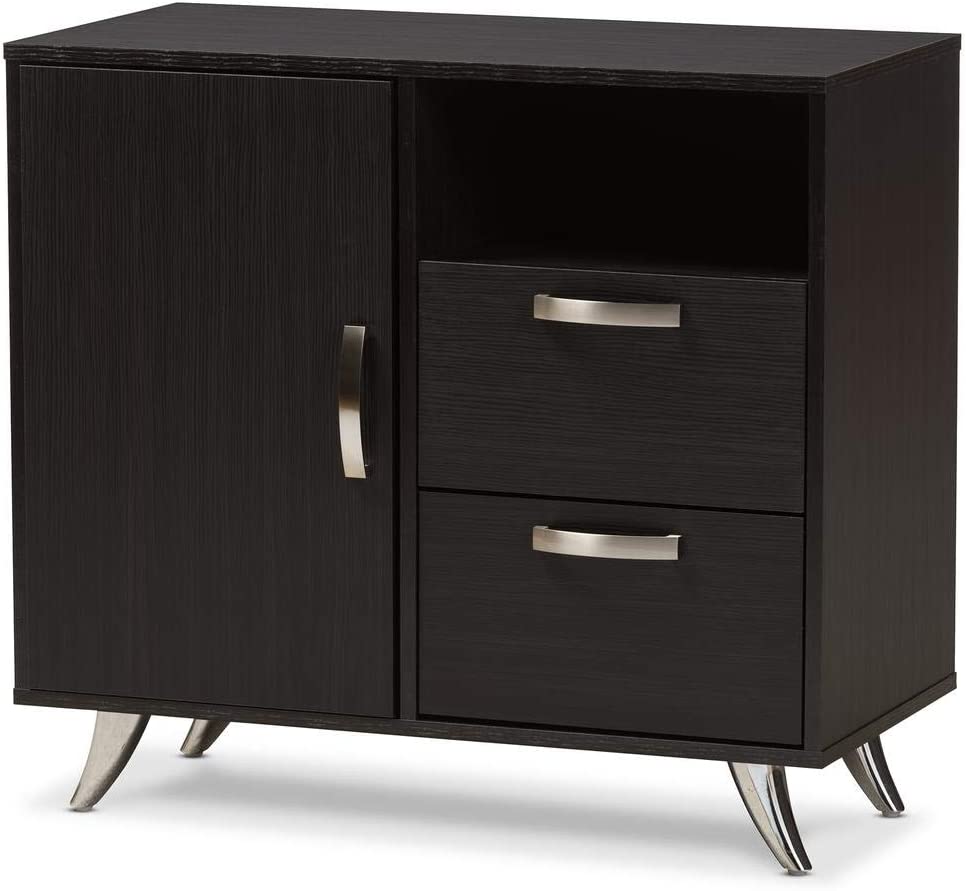 Baxton Studio Warwick Wood Top Buffet in Dark Brown