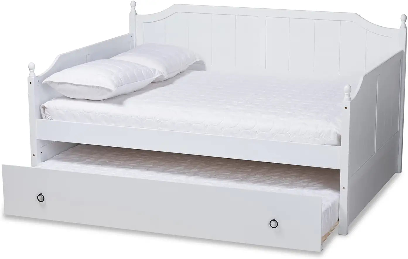 Baxton Studio Millie Cottage Farmhouse White Finished Wood Full Size Daybed with Trundle