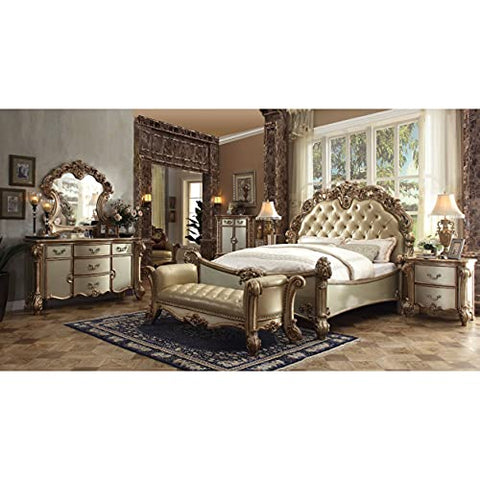 acme Vendome Nightstand, Gold Patina &amp; Bone Vintage/Traditional/Victorian/Gold Patina &amp; Bone/