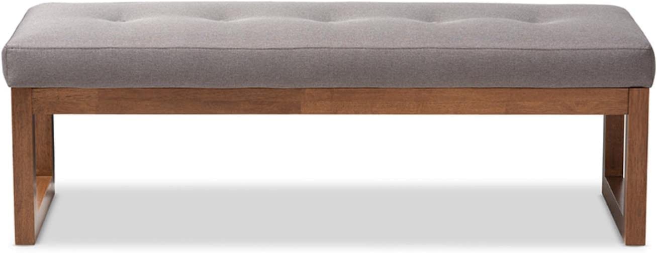 Baxton Studio Caramay Modern and Contemporary Grey Fabric Upholstered Walnut Brown Finished Wood Bench