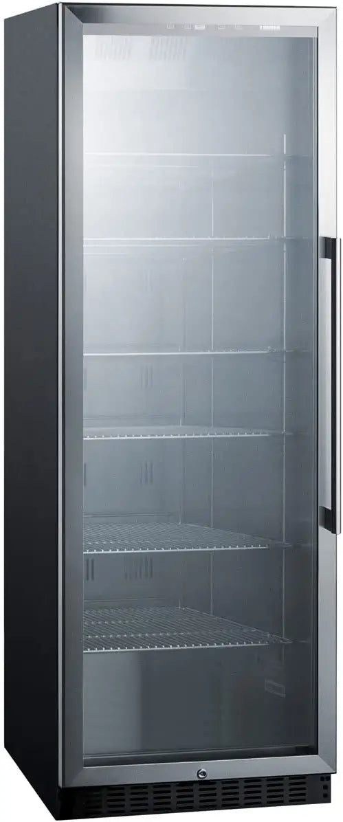 Summit Appliance SCR1401LHCSS Full-Size Commercial Beverage Center with Left Hand Door, Stainless Steel Interior, Frost-Free Operation, Self-Closing Glass Door, Lock and Stainless Steel Cabinet