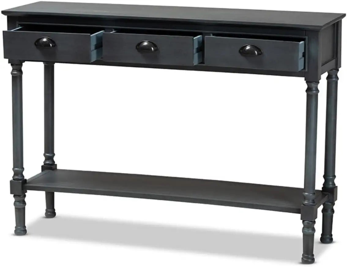 Baxton Studio Garvey French Provincial Grey Finished Wood 3-Drawer Entryway Console Table