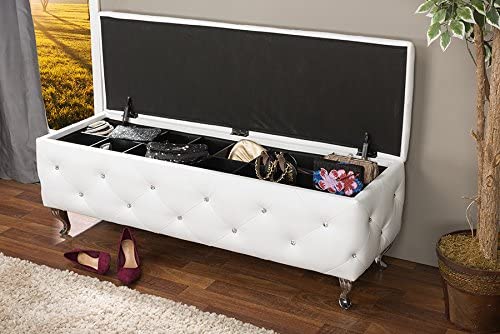 Baxton Studio Seine Contemporary Storage Ottoman, White