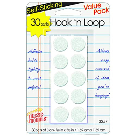 Magic Mounts Hook &#39;n Loop, 5/8&#34; Dots, 30 Sets