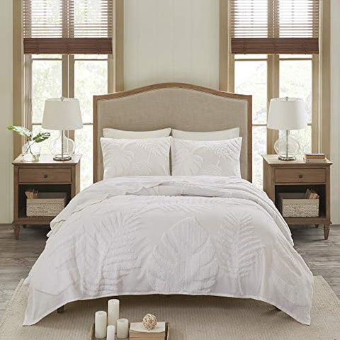 100 Cotton Chenille Palm Coverlet Set w/Tufted Technique