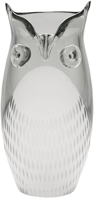 Madison Park Owly Hand Blown Glass Owl Vase Grey/White See Below