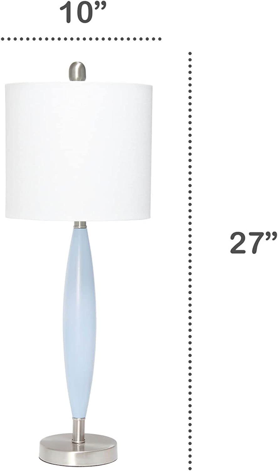 Lalia Home Contemporary Stylus Table Lamp with White Fabric Shade - Gray