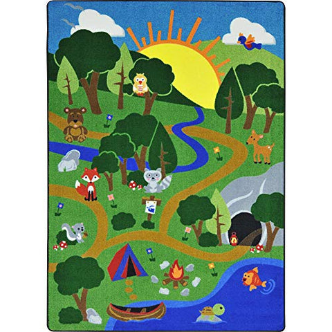 Joy Carpet Kid Essentials - Early Childhood Happy Forest Multi Multi 78 x 109 Area Rugs