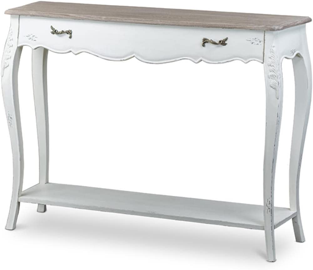 Baxton Studio Bourbonnais Wood Traditional French Console Table, 35.5&#34; x 45.6&#34; x 13.88&#34;, White