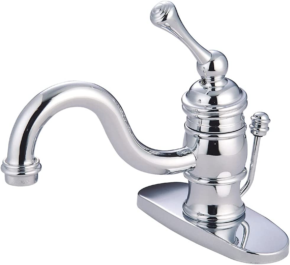 Kingston Brass KB3401BL Victorian 4-Inch Centerset Lavatory Faucet, Polished Chrome with Metal lever handle