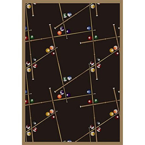 Joy Carpets Games People Play Snookered Gaming Area Rugs, 92-Inch by 129-Inch by 0.36-Inch, Chocolate