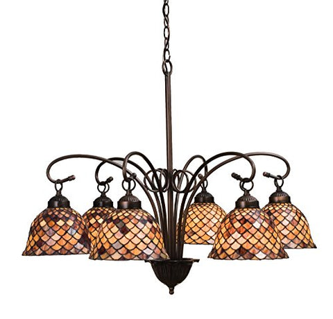 31InchW Tiffany Fishscale 6 LT Chandelier