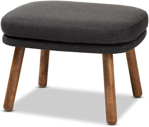 Baxton Studio Lovise Ottoman in Dark Grey and Walnut Brown