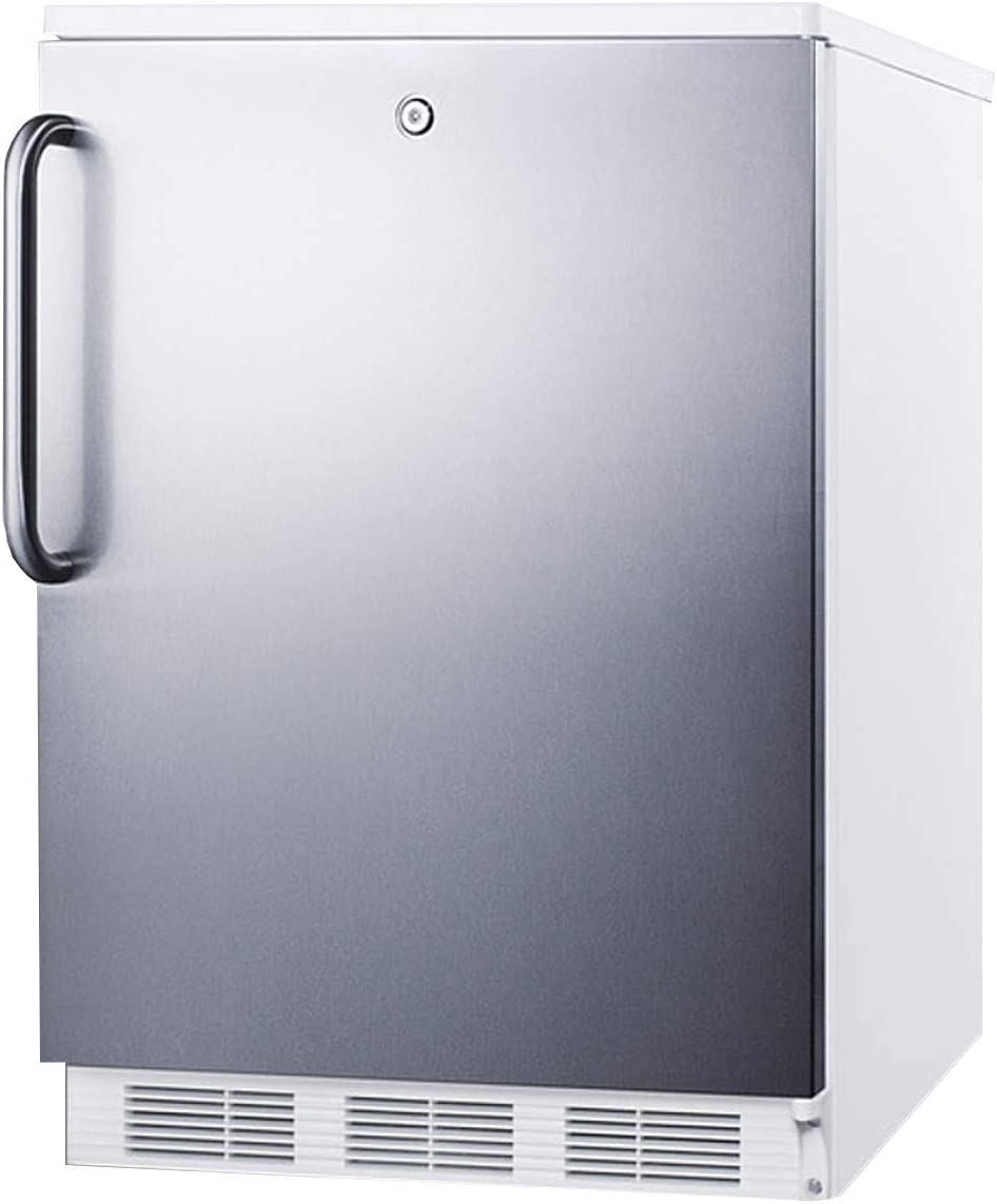 Summit Appliance FF7LWSSTB Accucold Freestanding All-Refrigerator, Automatic Defrost, Factory Lock, Adjustable Shelves, Dial Thermostat, Hidden Evaporator, Fully Finished Cabinet, 5.5 cu.ft Capacity