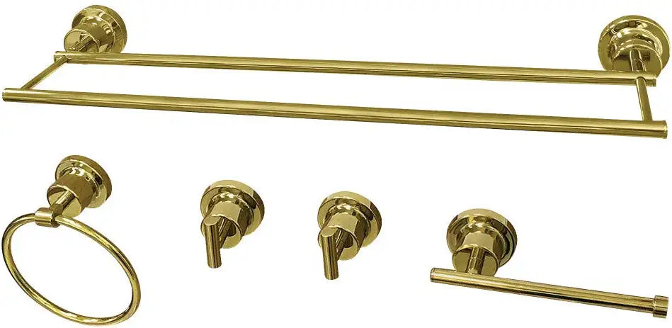 Kingston Brass BAH8213478PB Concord 5-Piece Bathroom Accessory Sets, Polished Brass