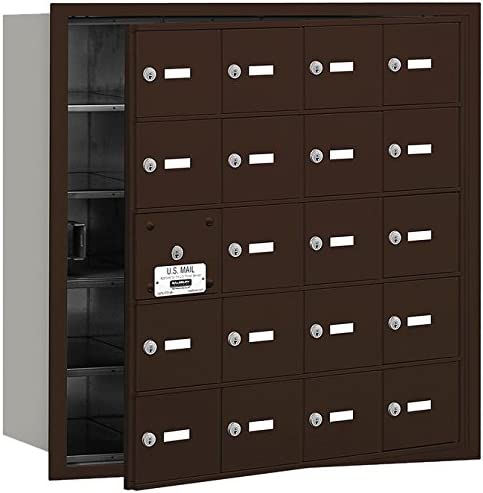 Salsbury Industries 3620ZFP 4B Plus Horizontal Mailbox with Master Commercial Lock, 20 A Doors 19 Usable, Front Loading, Private Access, Bronze