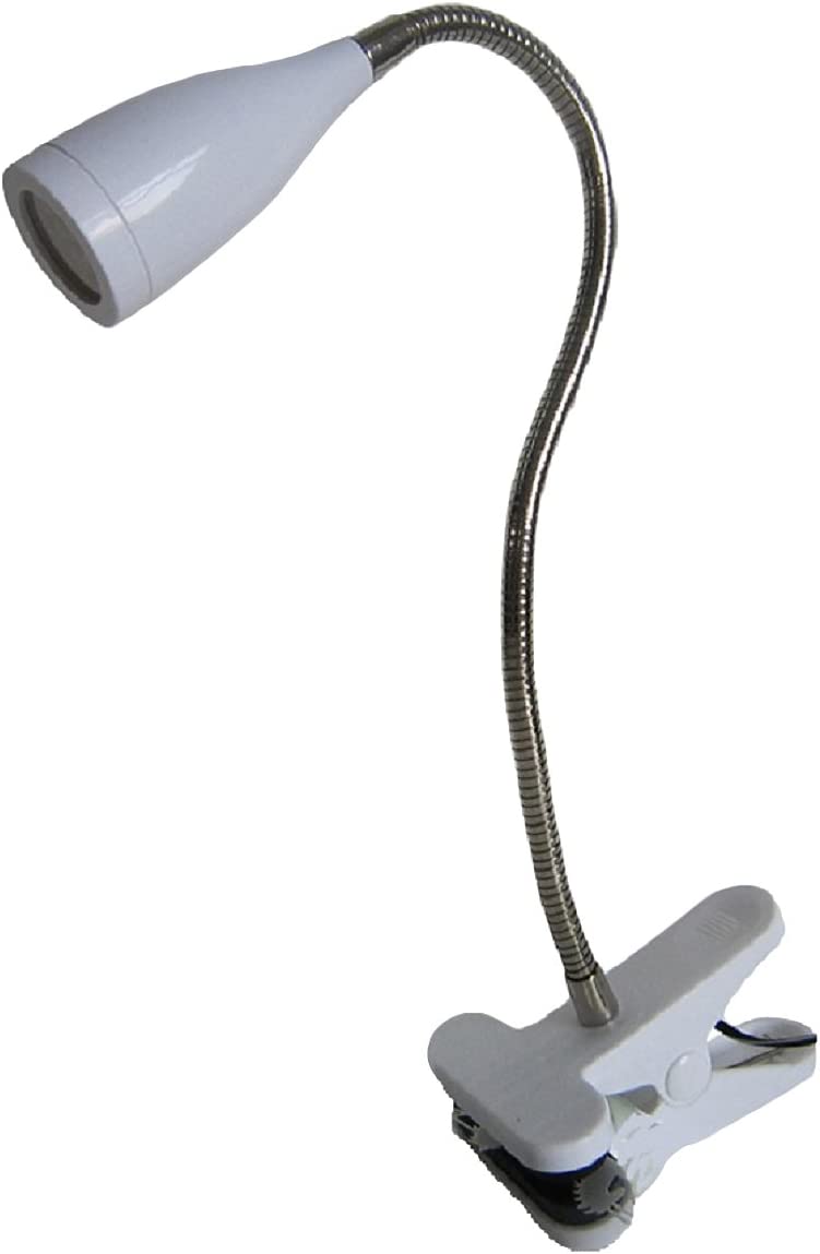 Simple Designs Flexible Gooseneck LED Clip Light Desk Lamp, White