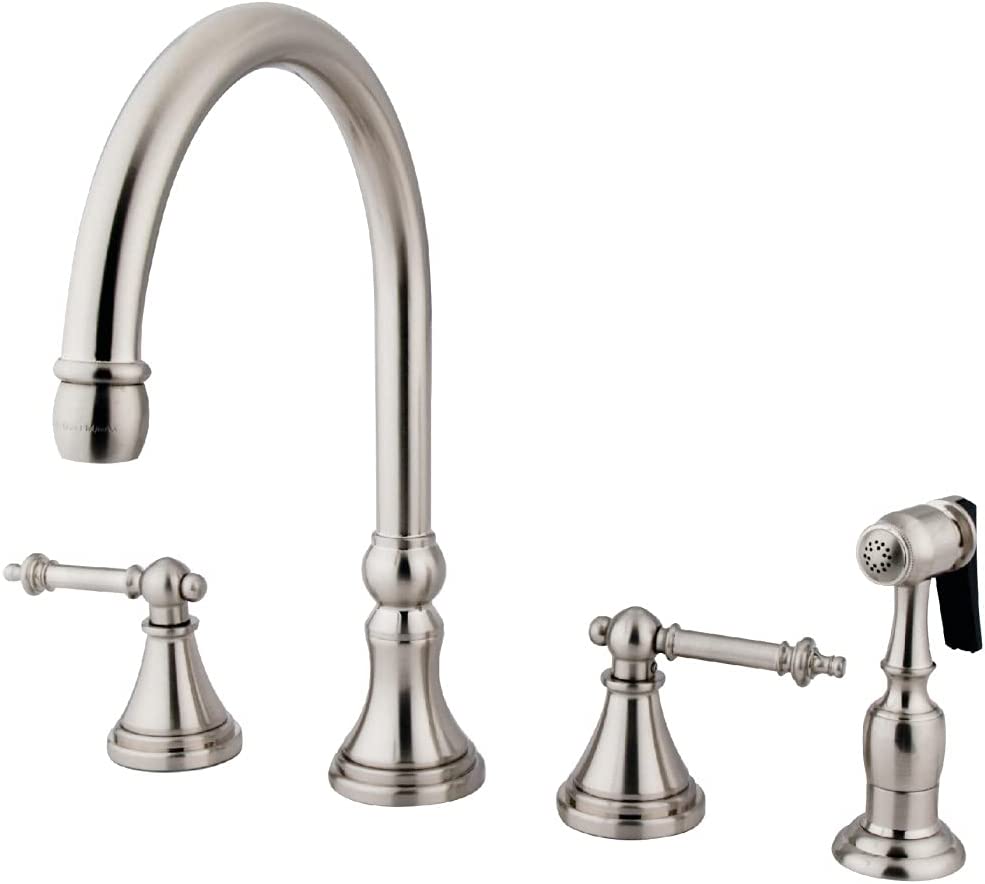 Kingston Brass KS2798TLBS Templeton Widespread Kitchen Faucet, Brushed Nickel