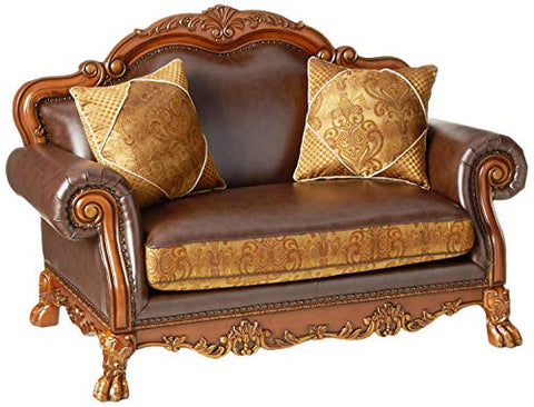 ACME 15161 Dresden Loveseat with 2 Pillows, Chenille PU Finish