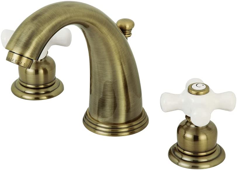 Kingston Brass KB983PXAB Victorian 2-Handle 8 in. Widespread Bathroom Faucet, Antique Brass