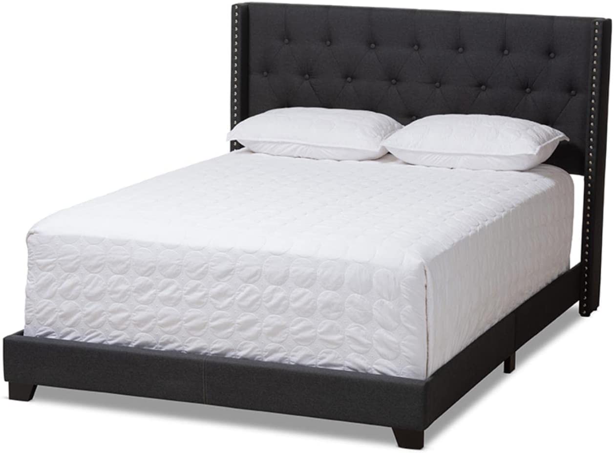 Baxton Studio Brady Modern and Contemporary Charcoal Grey Fabric Upholstered Queen Size Bed