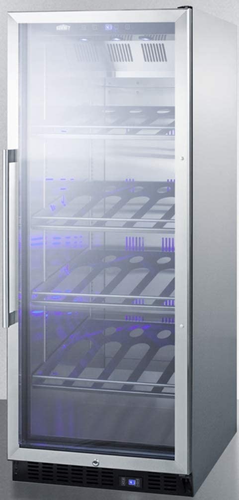 Summit Appliance SCR1156CHCSS Full-Size Commercially Listed Wine Cellar with Stainless Steel Interior, Champagne Shelving, Digital Controls, Self-Closing Glass Door and Stainless Steel Cabinet