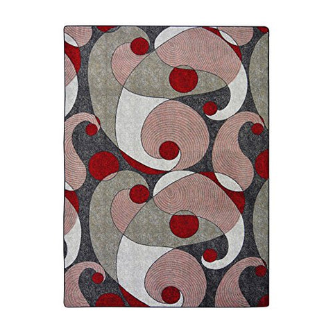 Joy Carpets Kid Essentials Jazzy Teen Area Rugs, 46-Inch by 64-Inch by 0.36-Inch, Red/Gray