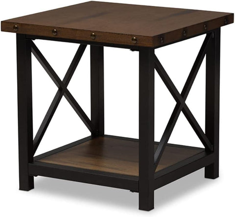 Baxton Studio Herzen Rustic Industrial Style Occasional End Table