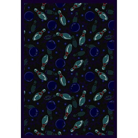 Joy Carpets Sports Fan Retro Bowl Area Rugs, 64-Inch by 92-Inch by 0.36-Inch, Cool Blue