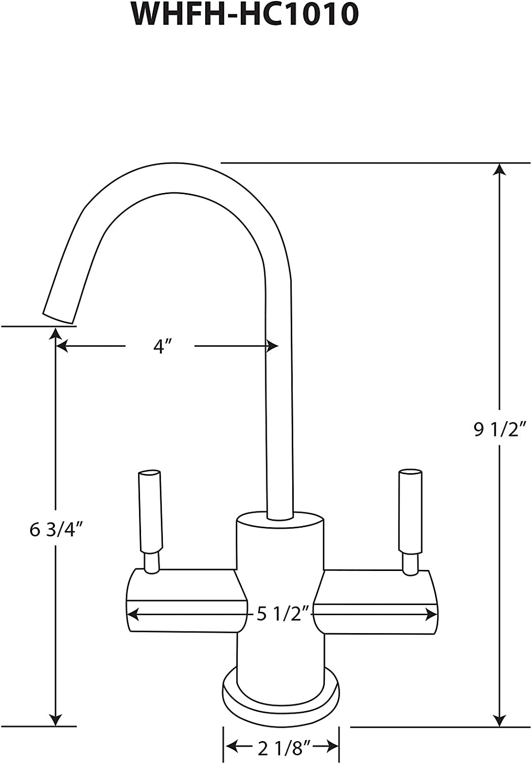 Whitehaus Collection WHFH-HC1010-PN Forever Point of Use Instant Cold Faucet with Contemporary Spout and Self Closing Hot Water Handle, Polished Nickel