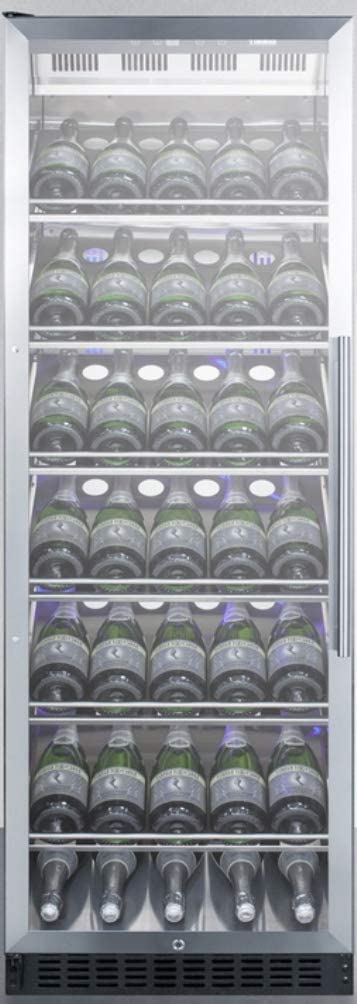 Summit Appliance SCR1401LHCH Full-Size Commercially Listed Wine Cellar with Left Hand Door, Stainless Steel Interior, Champagne Shelving, Self-Closing Glass Door, Lock and Black Cabinet