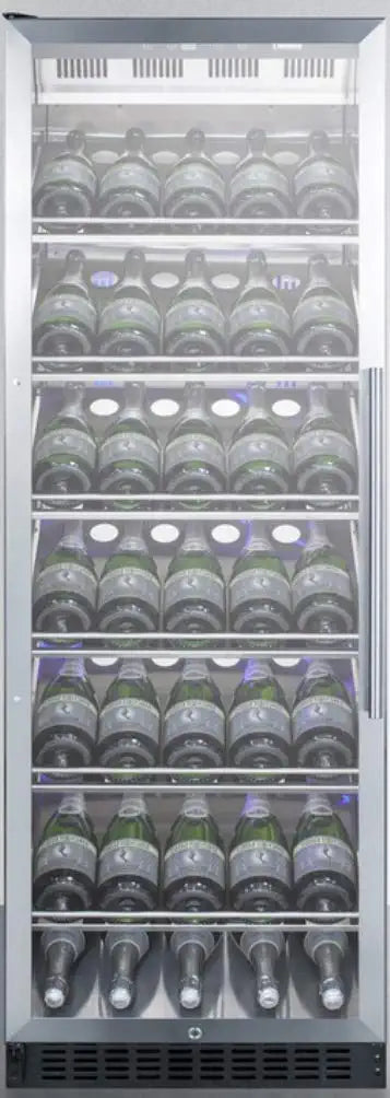 Summit Appliance SCR1401LHCHCSS Full-Size Commercially Listed Wine Cellar with Left Hand Door, Stainless Steel Interior, Champagne Shelving, Self-Closing Glass Door, Lock and Stainless Steel Cabinet