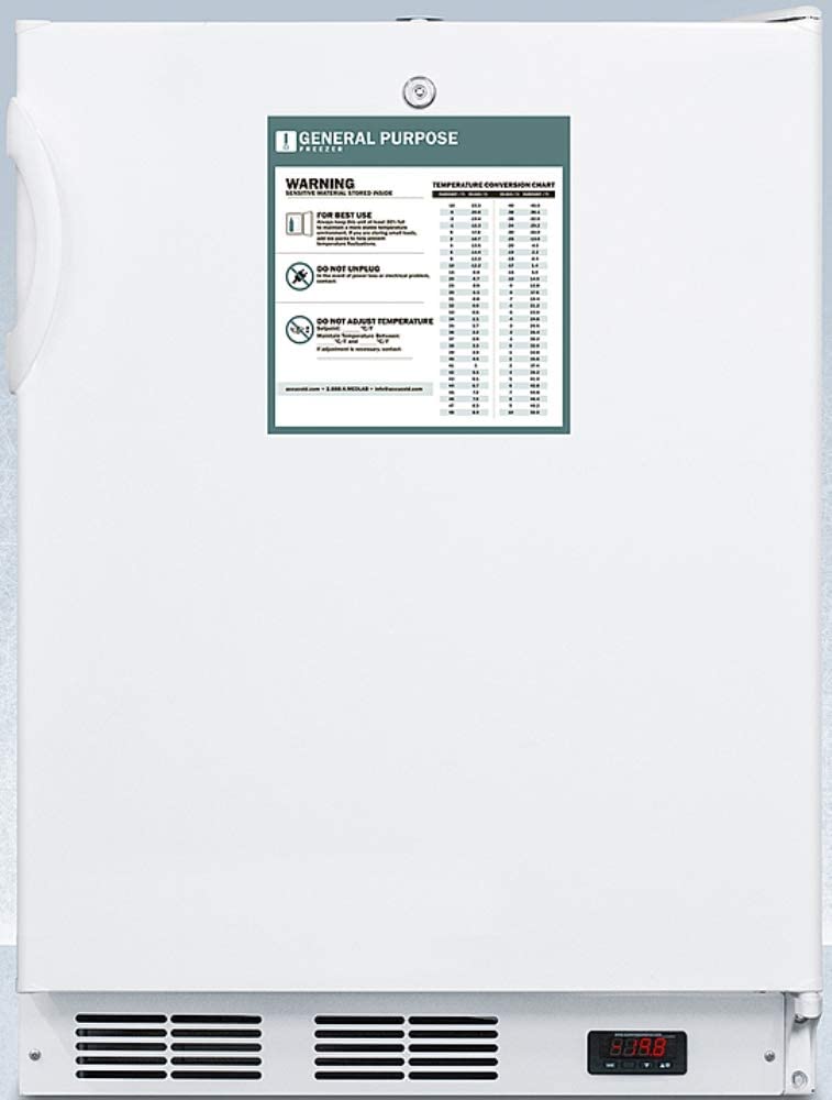 Summit Appliance VT65MLBIADAGP ADA Compliant Built-in General Purpose Undercounter Medical All-Freezer Capable of -25Ã‚ÂºC Operation with Front Lock, Manual Defrost, Digital Thermostat and White Cabinet