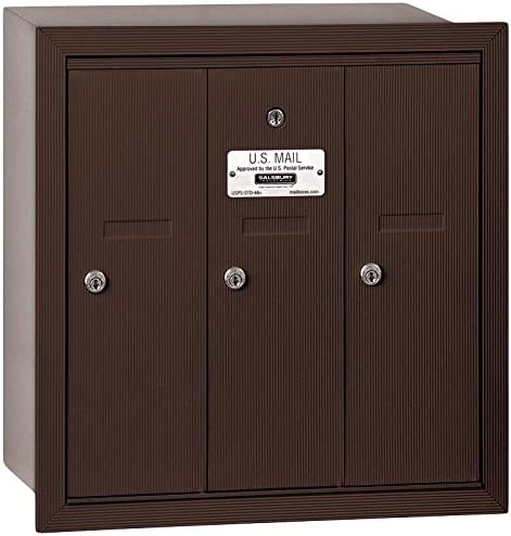 Salsbury Industries 3503ZRP Recessed Mounted Vertical Mailbox with Master Commercial Lock, Private Access and 3 Doors, Bronze